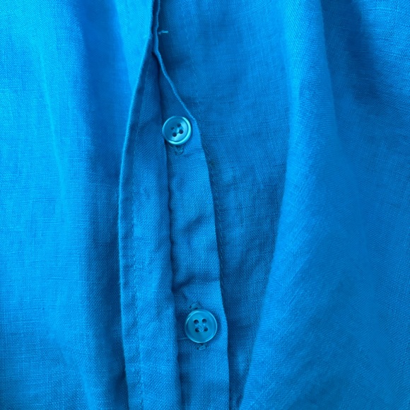 INC International Concepts Size 0 Blue Linen Long Sleeve Button Down - Picture 3 of 13